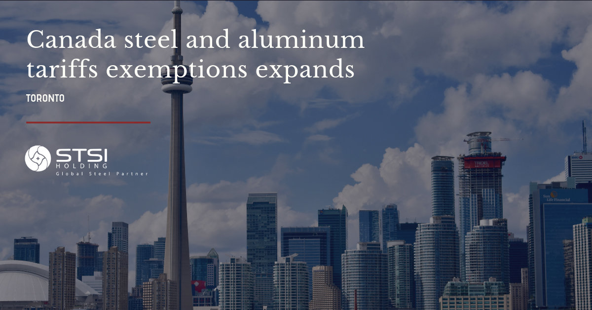 Canada steel and aluminum tariffs exemptions expands STSI Holding